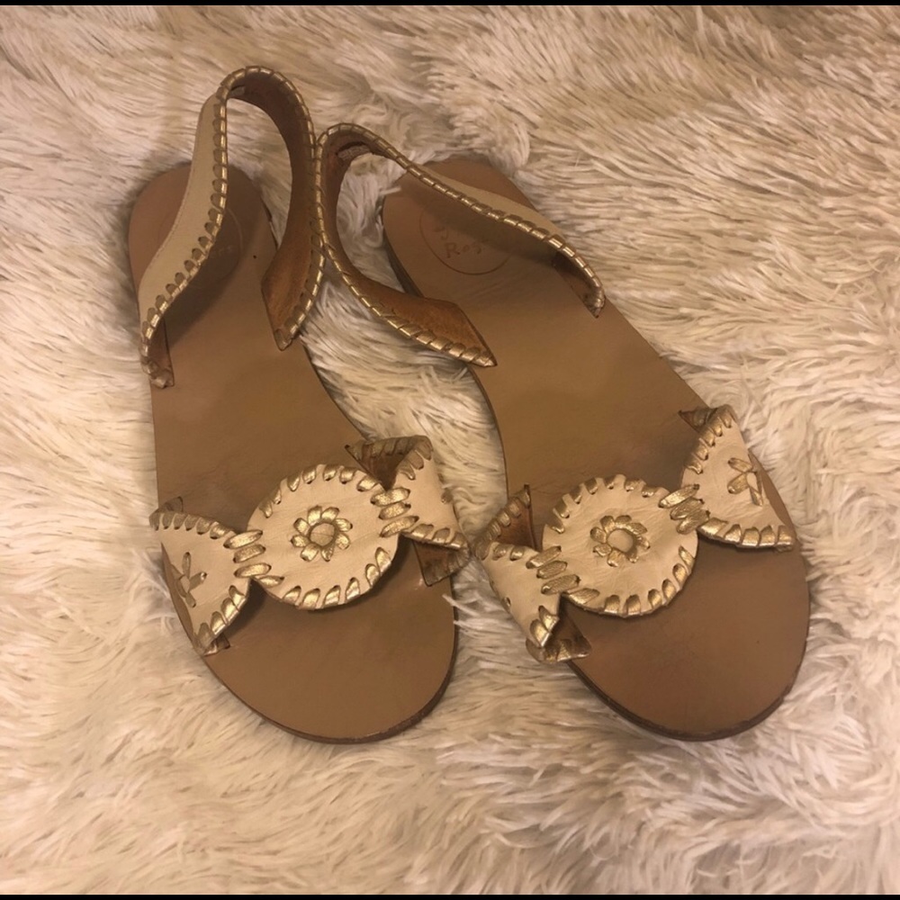 Jack Rogers sling back White and Gold Sandals